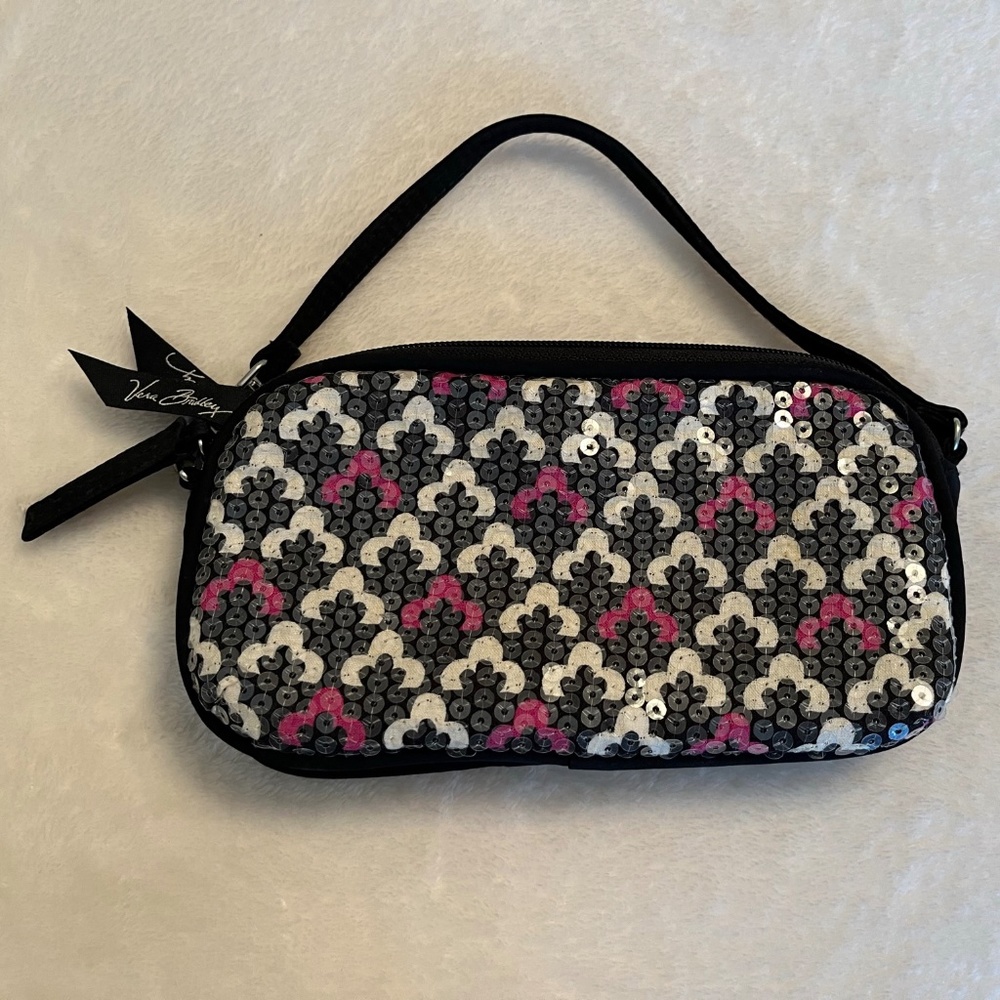 Vera Bradley Sequin Canterberry  Magenta  Shimmer Wristlet Clutch wallet